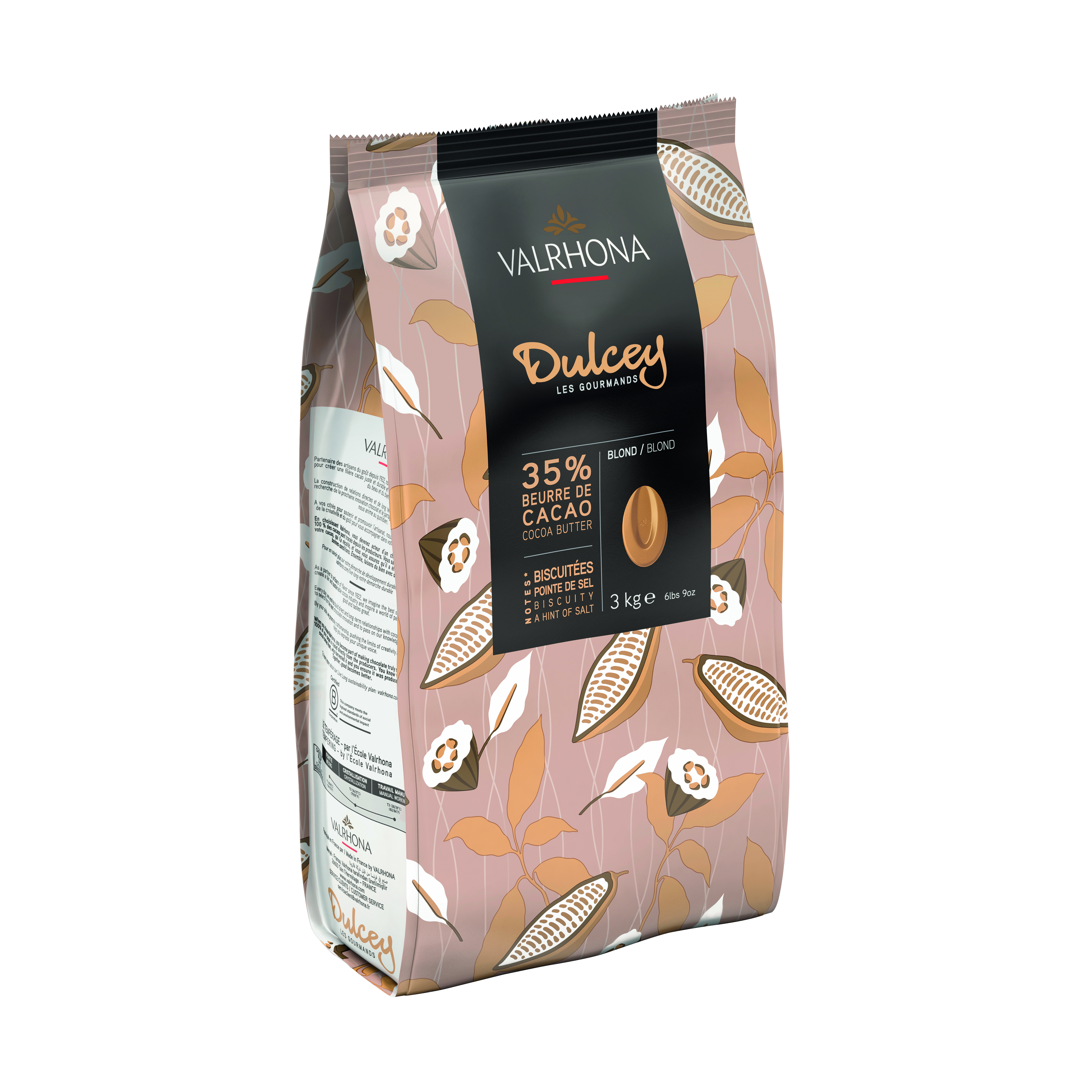 Chocolat de couleur blonde Dulcey 35% - fèves 3kg 